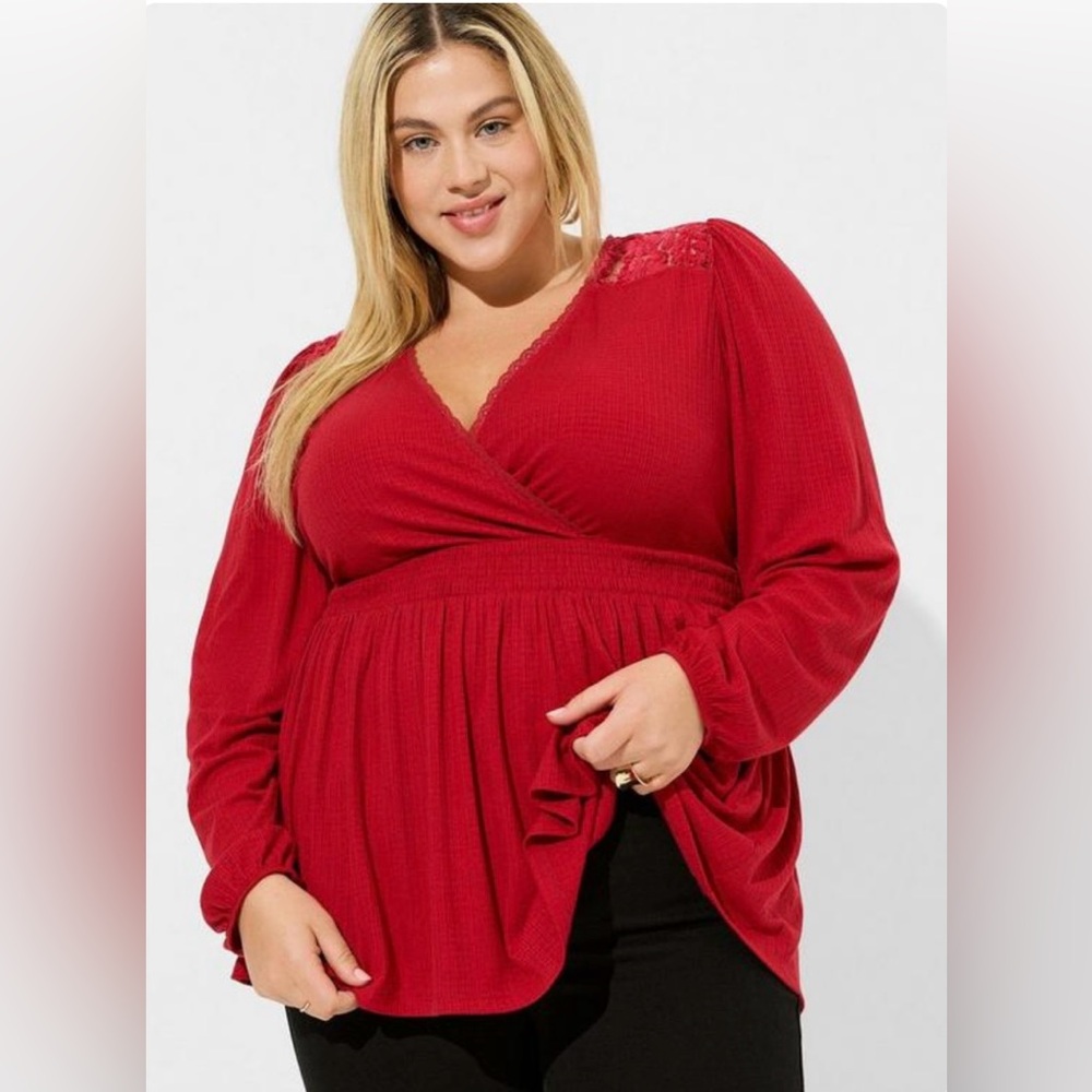 Torrid Textured V-Neck Babydoll